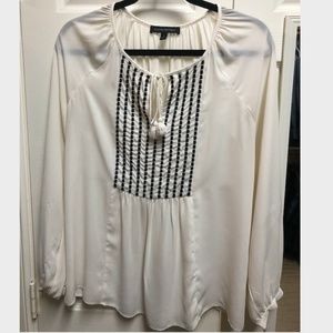 Banana Republic White Embroidered Blouse, Size S